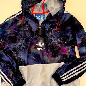 Adidas- colorful wind jacket size Medium with hood